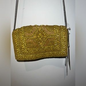 Gorgeous yellow embellished crossbody bag handcrafted in India!